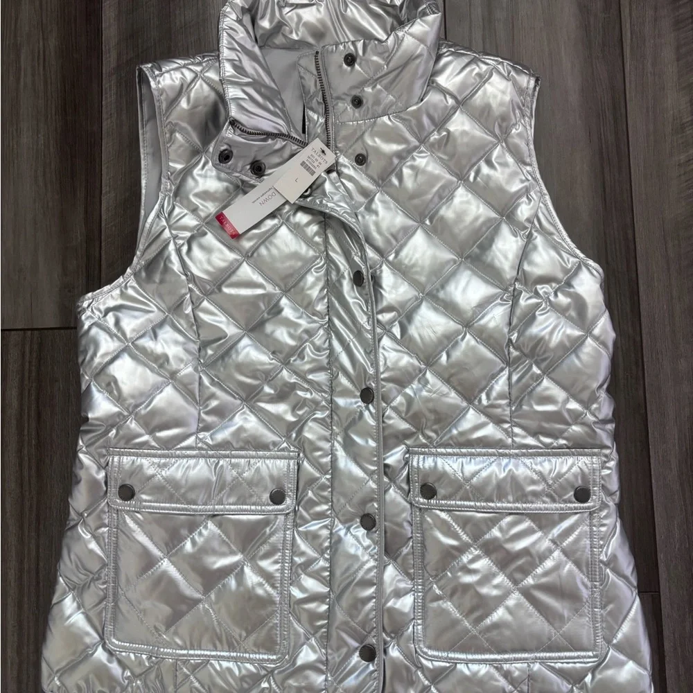 Talbots silver Quilted puffer Vest large - Picture 4 of 9